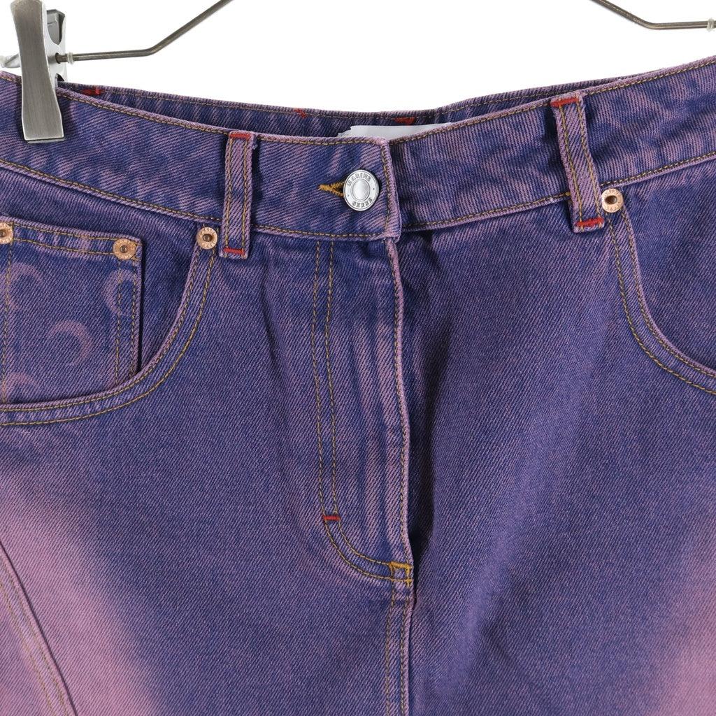 MARINE SERRE(マリーン セル) Moon Laser Denim Mini Skirt グラデーション デニムミニスカート パープル レディース