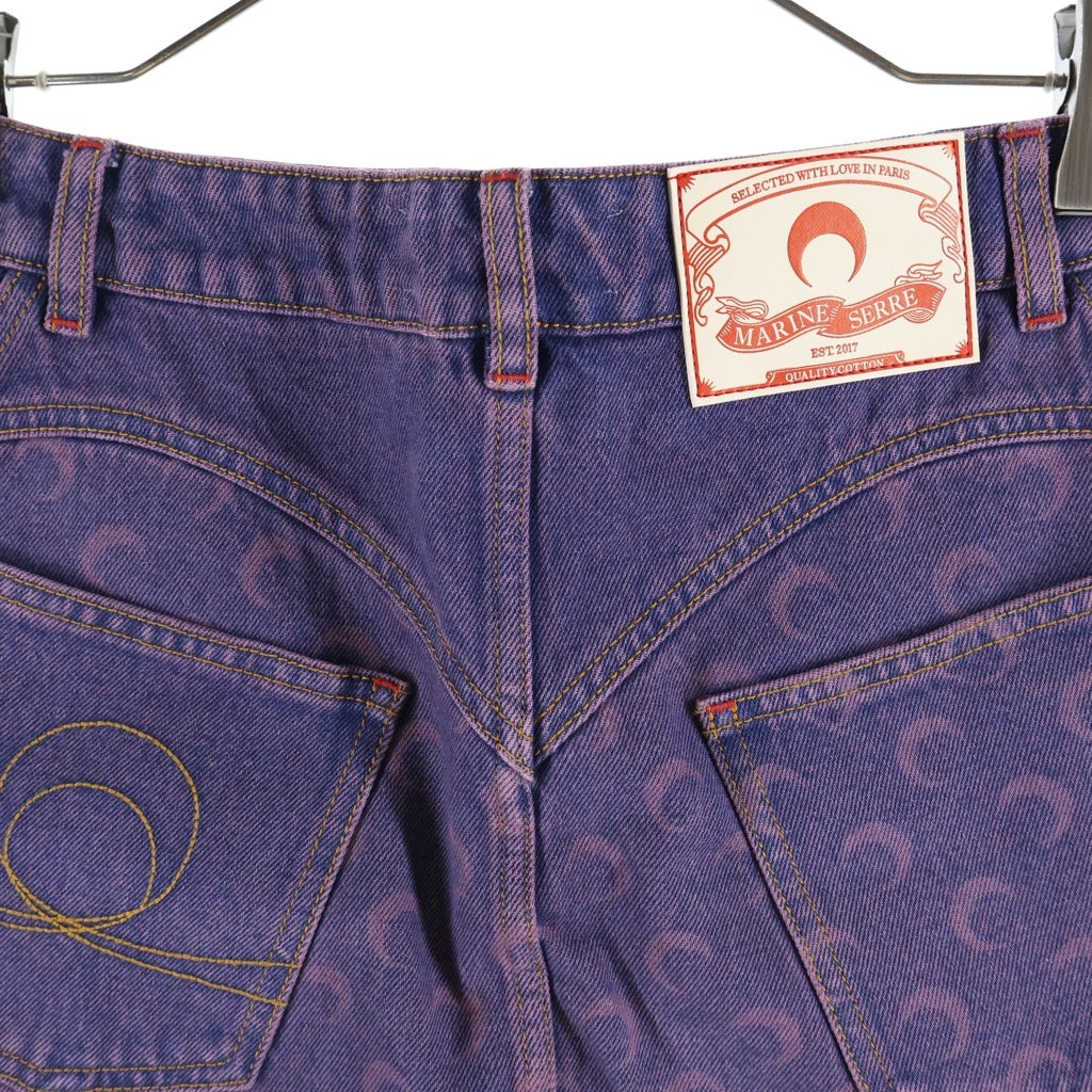 MARINE SERRE(マリーン セル) Moon Laser Denim Mini Skirt グラデーション デニムミニスカート パープル レディース