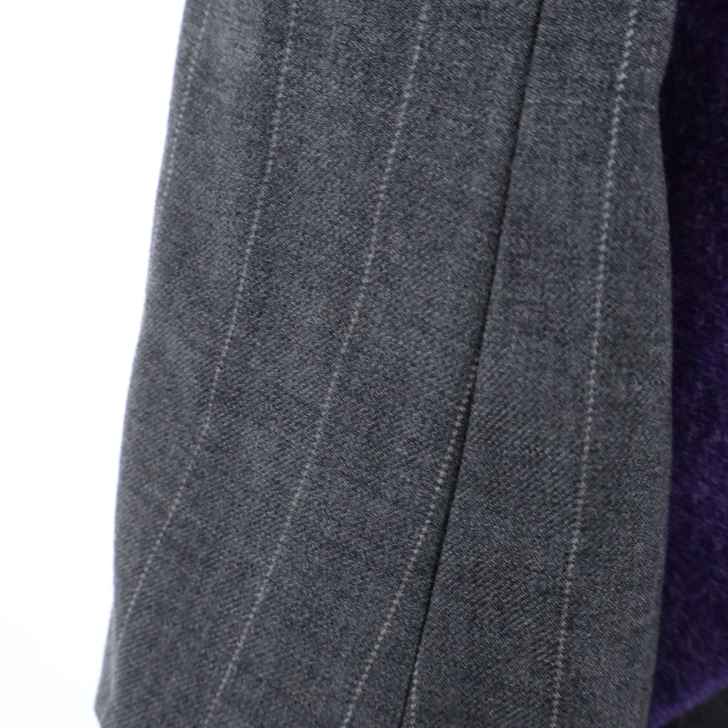 COMME des GARCONS(コムデギャルソン) フロント切替 ストライプテーラードジャケット シングルジャケット グレー/パープル PDーJ028