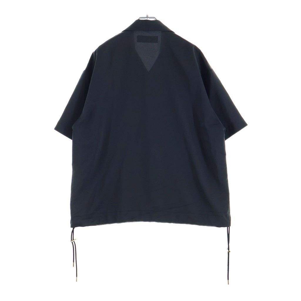 CULLNI(クルニ) 25SS DRY STRETCH TWILL DRAWSTRING OPEN COLLAR SHIRT ドライストレッチ ドローストリング オープンカラーシャツ ブラック 25-SS-030