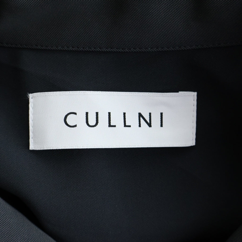 CULLNI(クルニ) 25SS DRY STRETCH TWILL DRAWSTRING OPEN COLLAR SHIRT ドライストレッチ ドローストリング オープンカラーシャツ ブラック 25-SS-030
