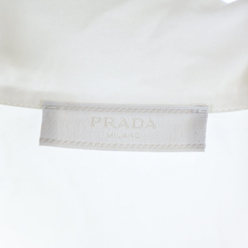 PRADA(プラダ) フロントロゴ刺繍 素材切り替え 半袖シャツ ホワイト UCS418 S221 1XV2