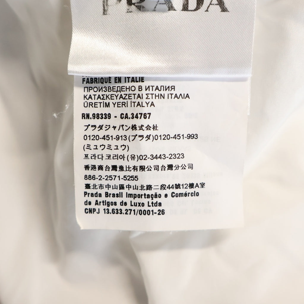 PRADA(プラダ) フロントロゴ刺繍 素材切り替え 半袖シャツ ホワイト UCS418 S221 1XV2