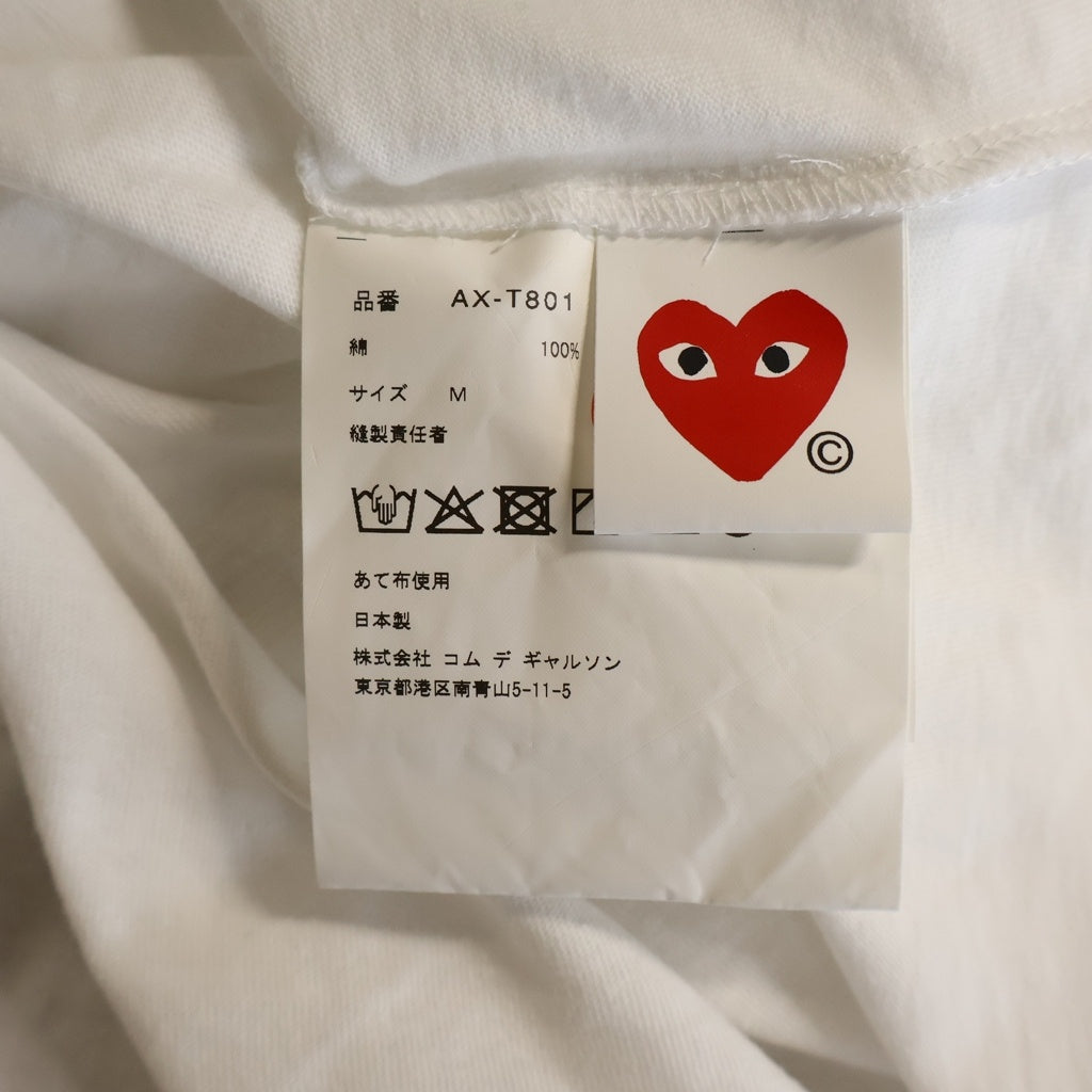 COMME des GARCONS(コムデギャルソン) ロゴパッチ ラインストーン装飾 クルーネック半袖Tシャツ ホワイト AX-T801