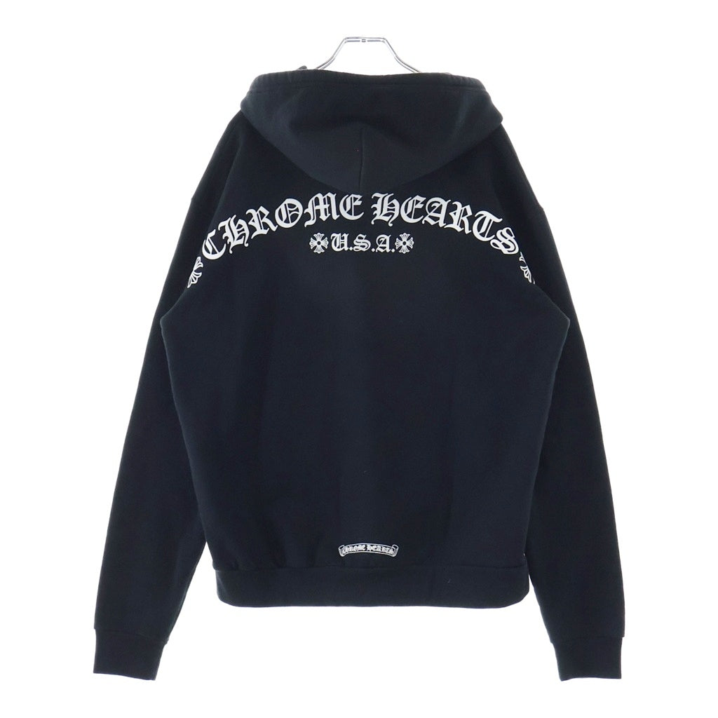 CHROME HEARTS(クロムハーツ) SWTSHRT HD ZIP 胸ロゴプリント バックアーチロゴプリント ジップアップパーカー ブラック