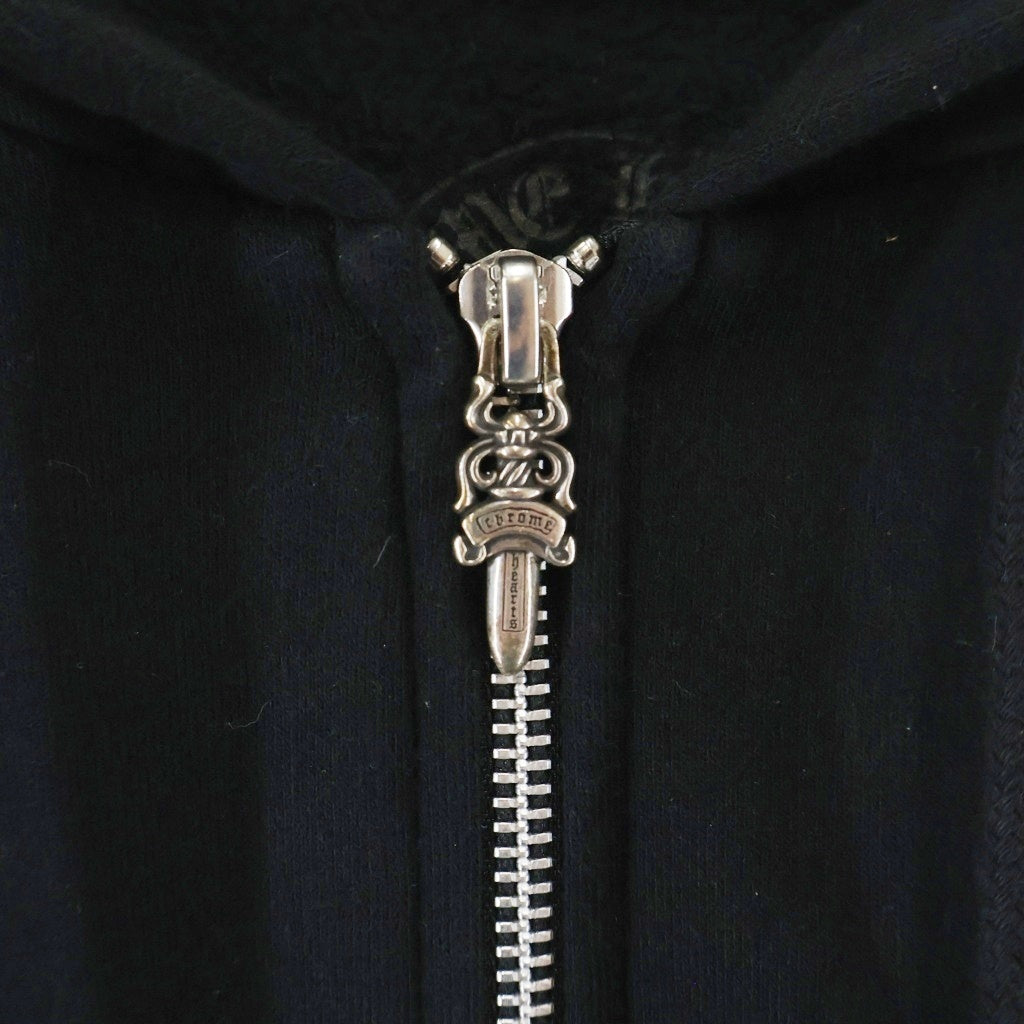 CHROME HEARTS(クロムハーツ) SWTSHRT HD ZIP 胸ロゴプリント バックアーチロゴプリント ジップアップパーカー ブラック