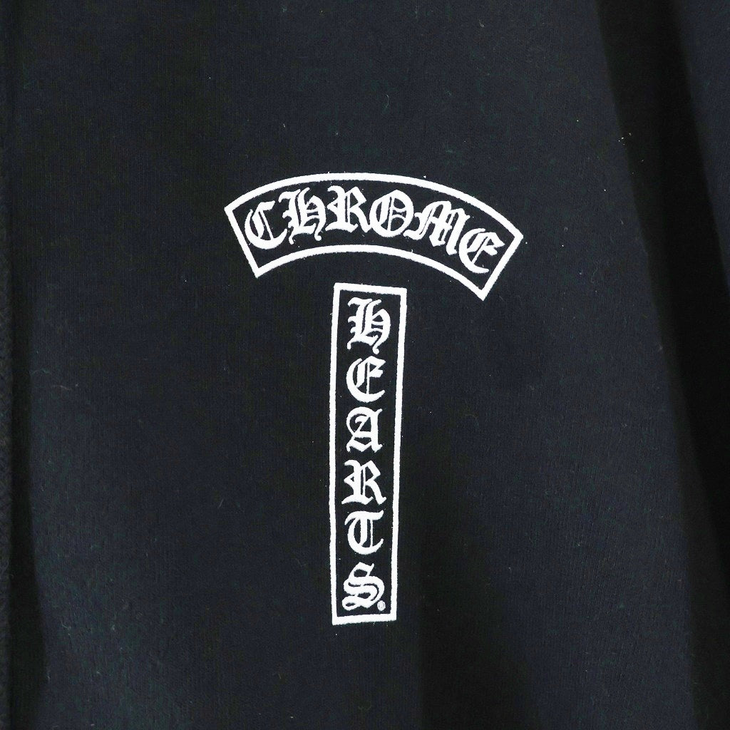 CHROME HEARTS(クロムハーツ) SWTSHRT HD ZIP 胸ロゴプリント バックアーチロゴプリント ジップアップパーカー ブラック