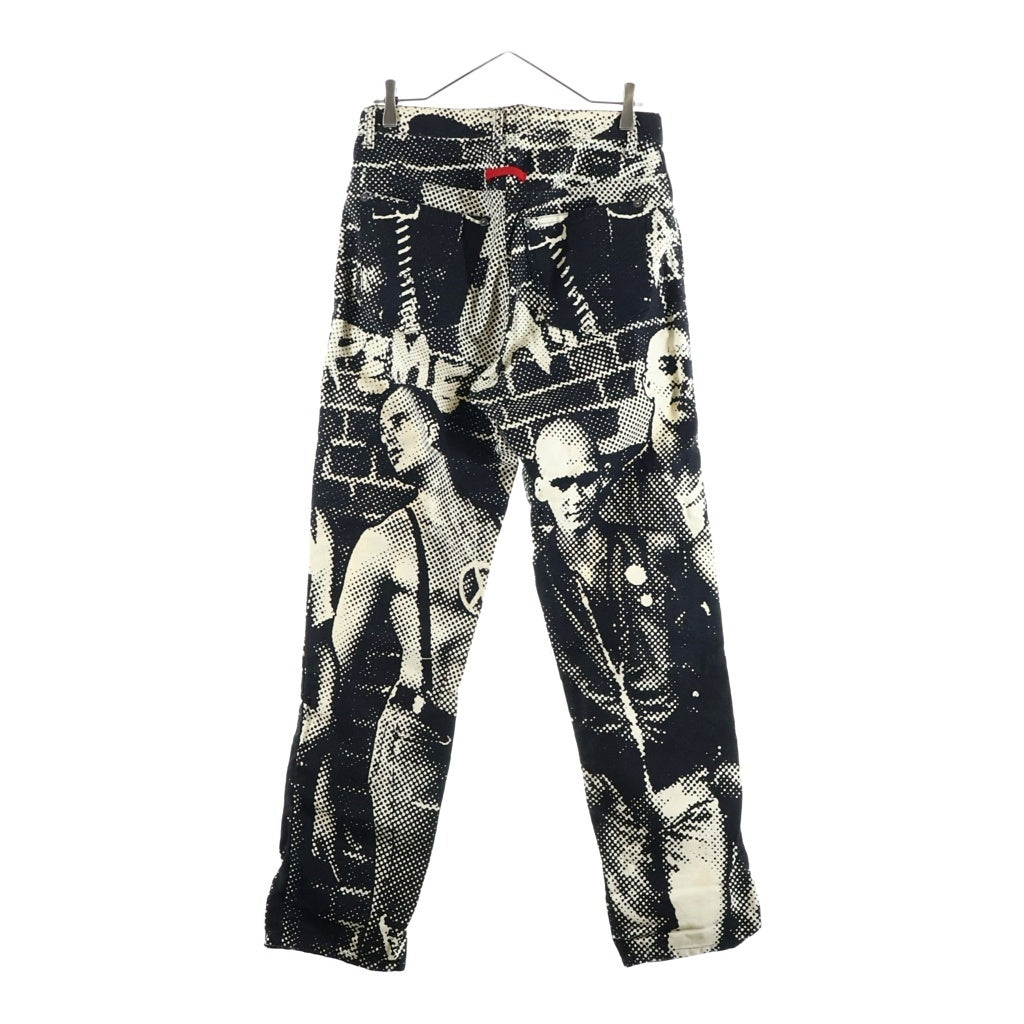 SUPREME(シュプリーム) 19SS ×Jean Paul Gaultier Fuck Racism ジョンポールゴルチエ プリントデザイン ストレートデニムパンツ ホワイト/ブラック