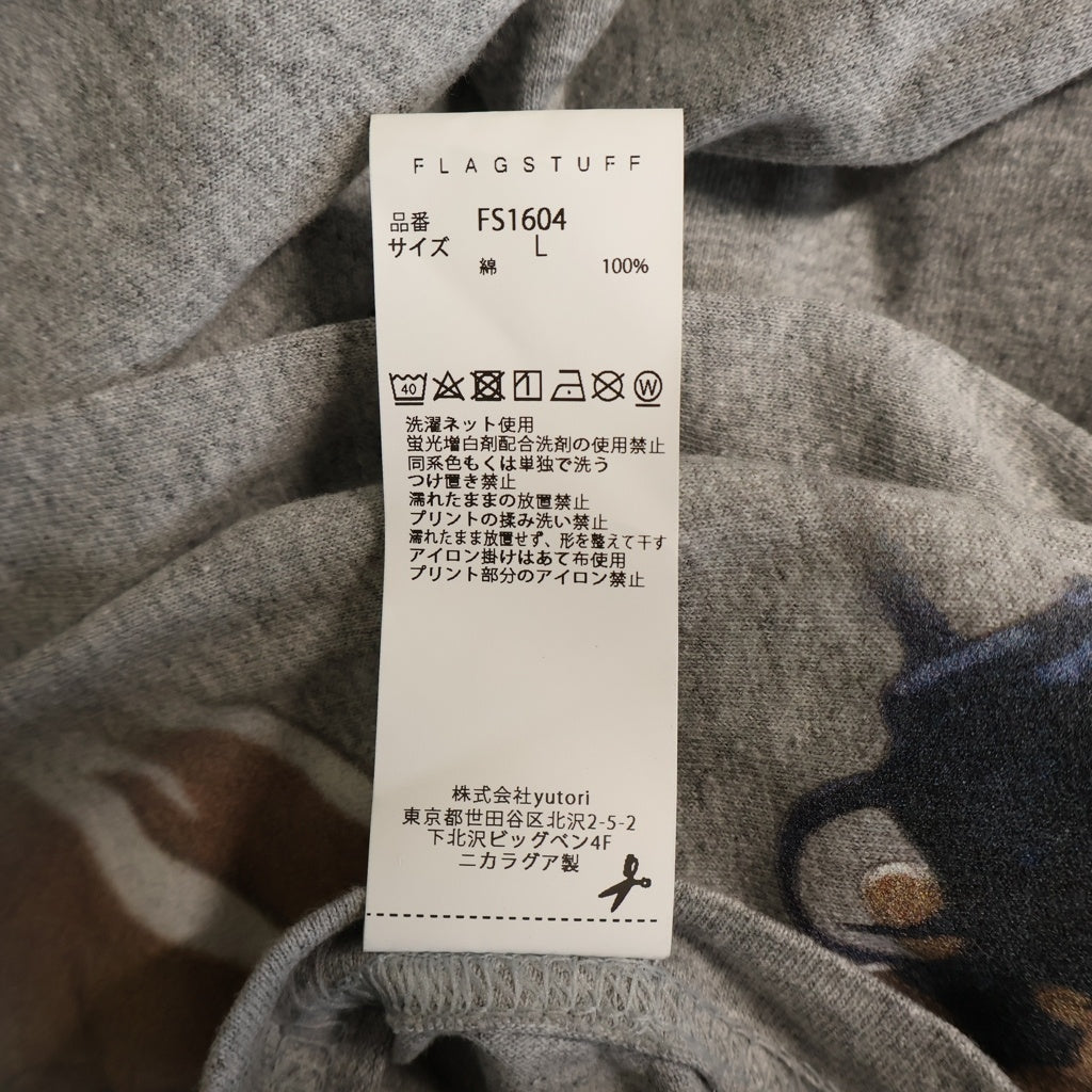 F-LAGSTUF-F(フラグスタフ) ×攻殻機動隊 KUSANAGI L/S TEE こうかくきどうたい 草薙プリント クルーネック長袖カットソーTシャツ グレー FS1604