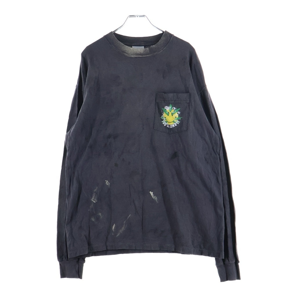 READY MADE(レディメイド) 24AW SNAKE L/S TEE バックスネークプリント クルーネック長袖カットソーTシャツ ブラック RE-CO-BK-00-00-282