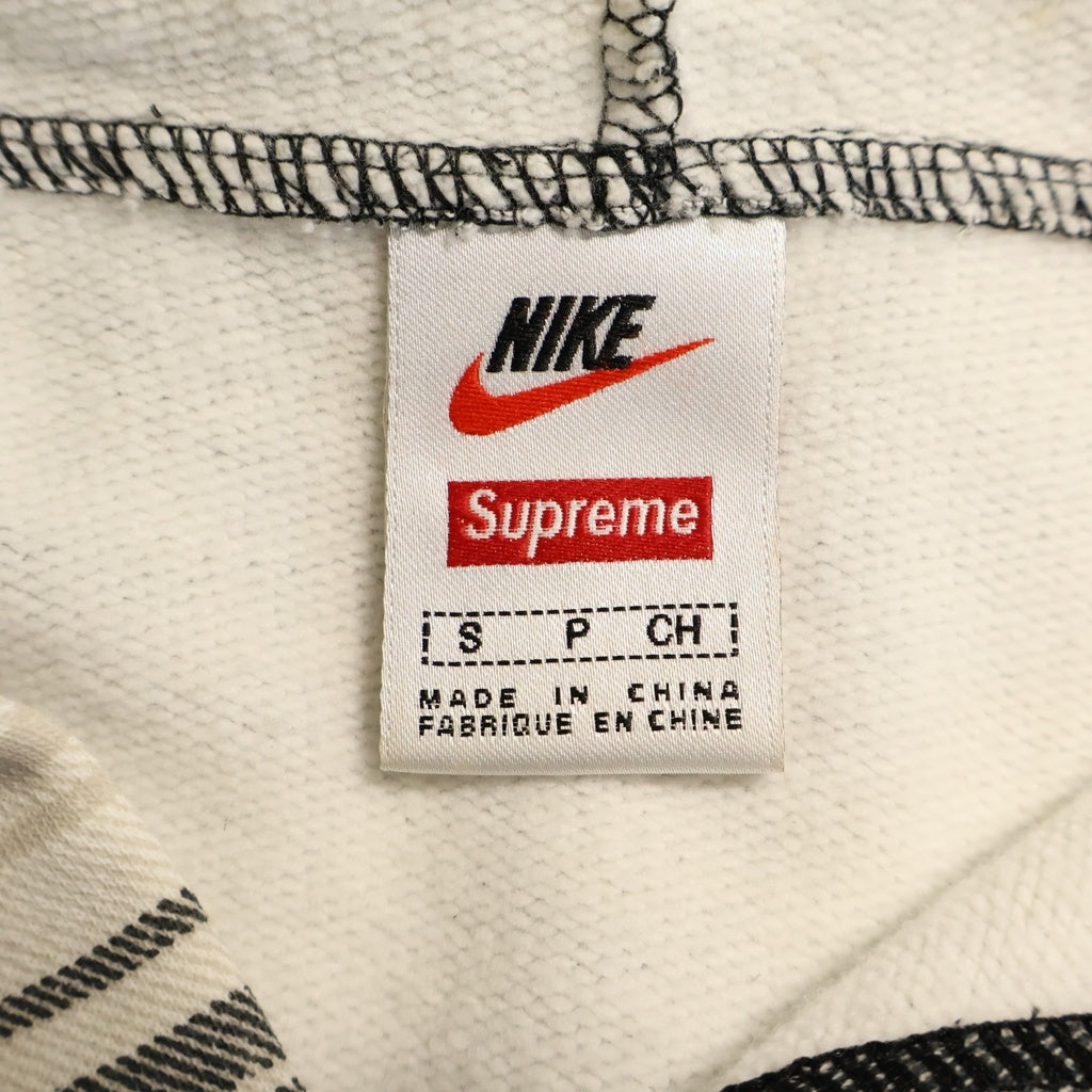 SUPREME(シュプリーム) 18AW ×NIKE Plaid Hooded Sweat Shirt ナイキ フロント刺繍 フーデット長袖チェックシャツ ブラック/ホワイト AR5572-010