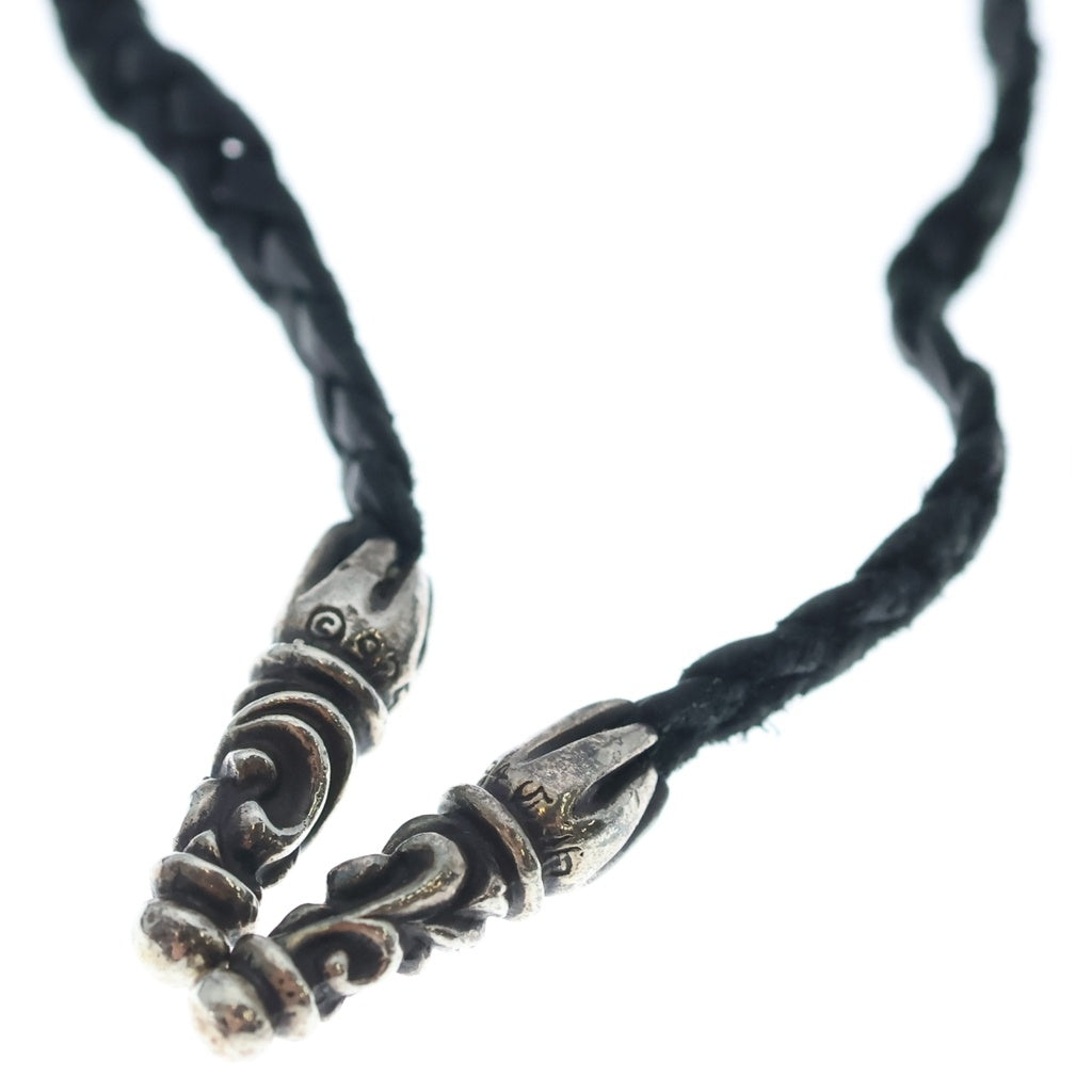 CHROME HEARTS(クロムハーツ) BS FLUER BC BSフレア レザーブレイド ボロチップ ネックレス ブラック/シルバー