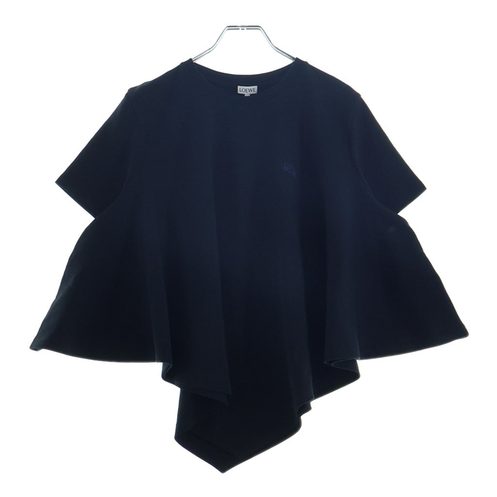 LOEWE(ロエベ) 26SS ハーフアナグラムロゴ クルーネック半袖ケープTシャツ ブラック レディース S540Y22X87
