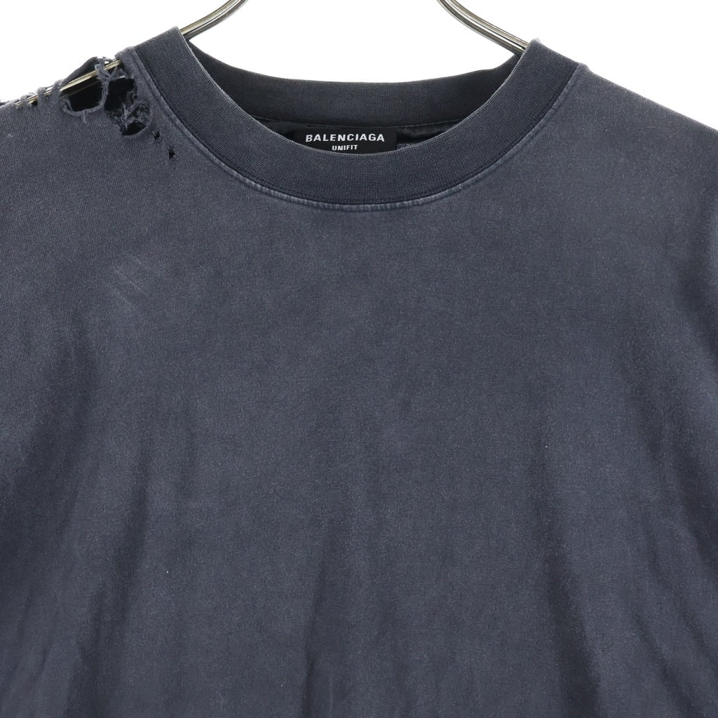 BALENCIAGA(バレンシアガ) 22SS OVERSIZED REPAIRED T-SHIRT 半袖Tシャツ カットソー ブラック 704056