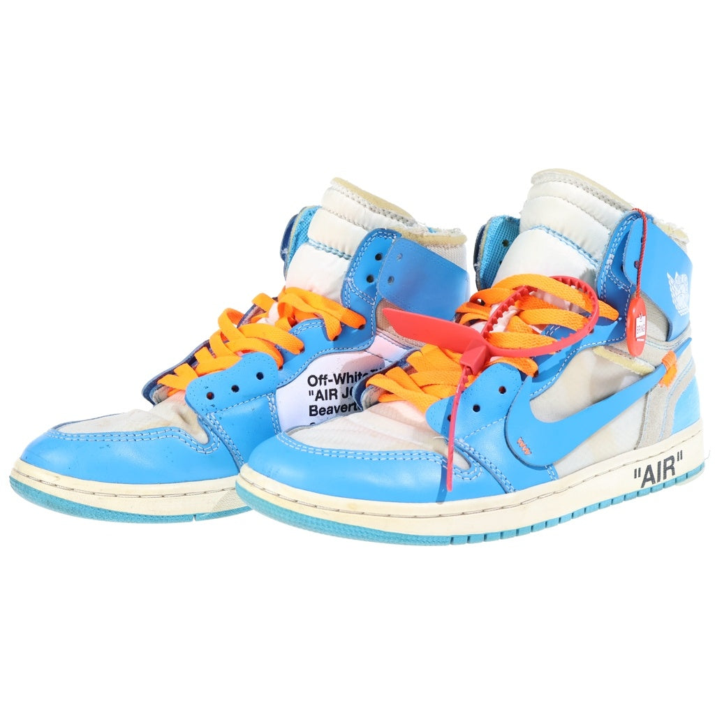 NIKE(ナイキ) OFF-WHITE AIR JORDAN 1 POWDER BLUE オフホワイト エアジョーダン1パウダーブルーハイカットスニーカー ホワイト/ブルー AQ0818-148 US8.5/26.5cm