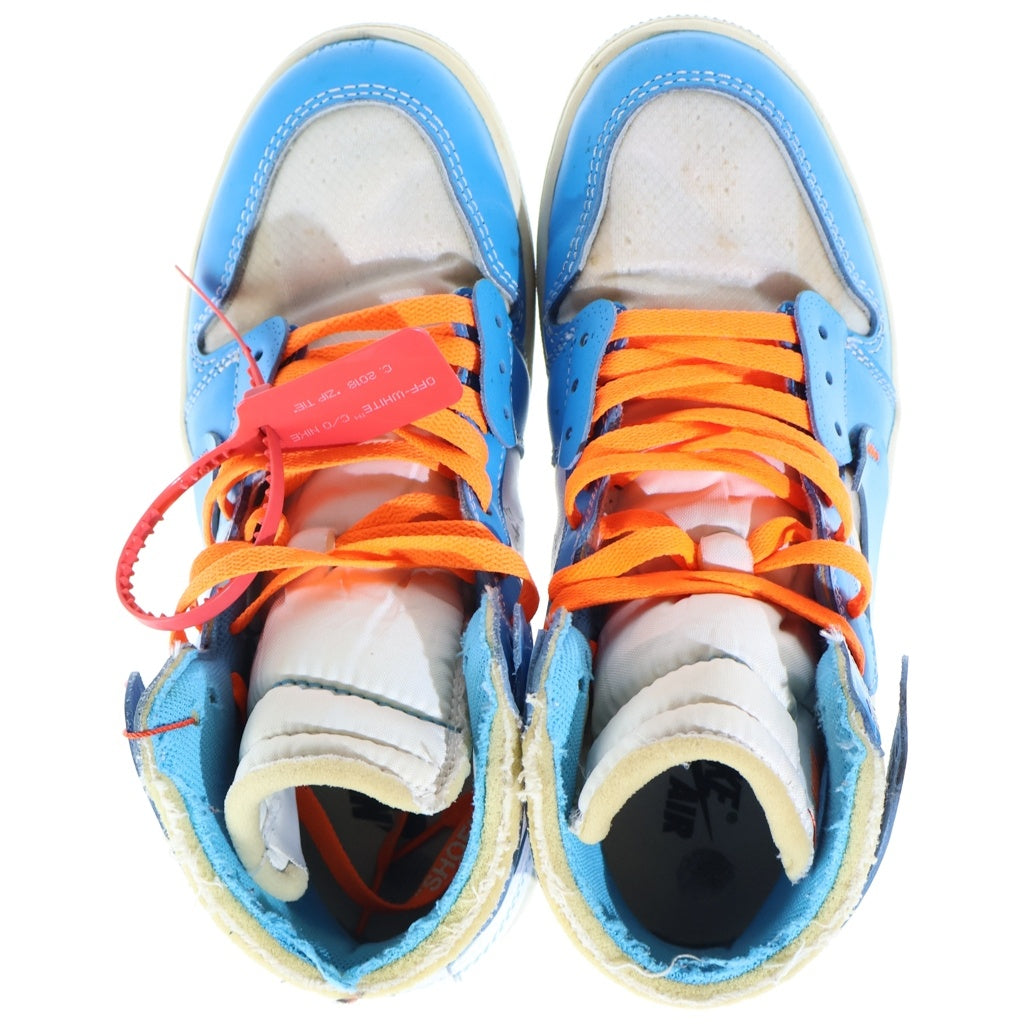 NIKE(ナイキ) OFF-WHITE AIR JORDAN 1 POWDER BLUE オフホワイト エアジョーダン1パウダーブルーハイカットスニーカー ホワイト/ブルー AQ0818-148 US8.5/26.5cm