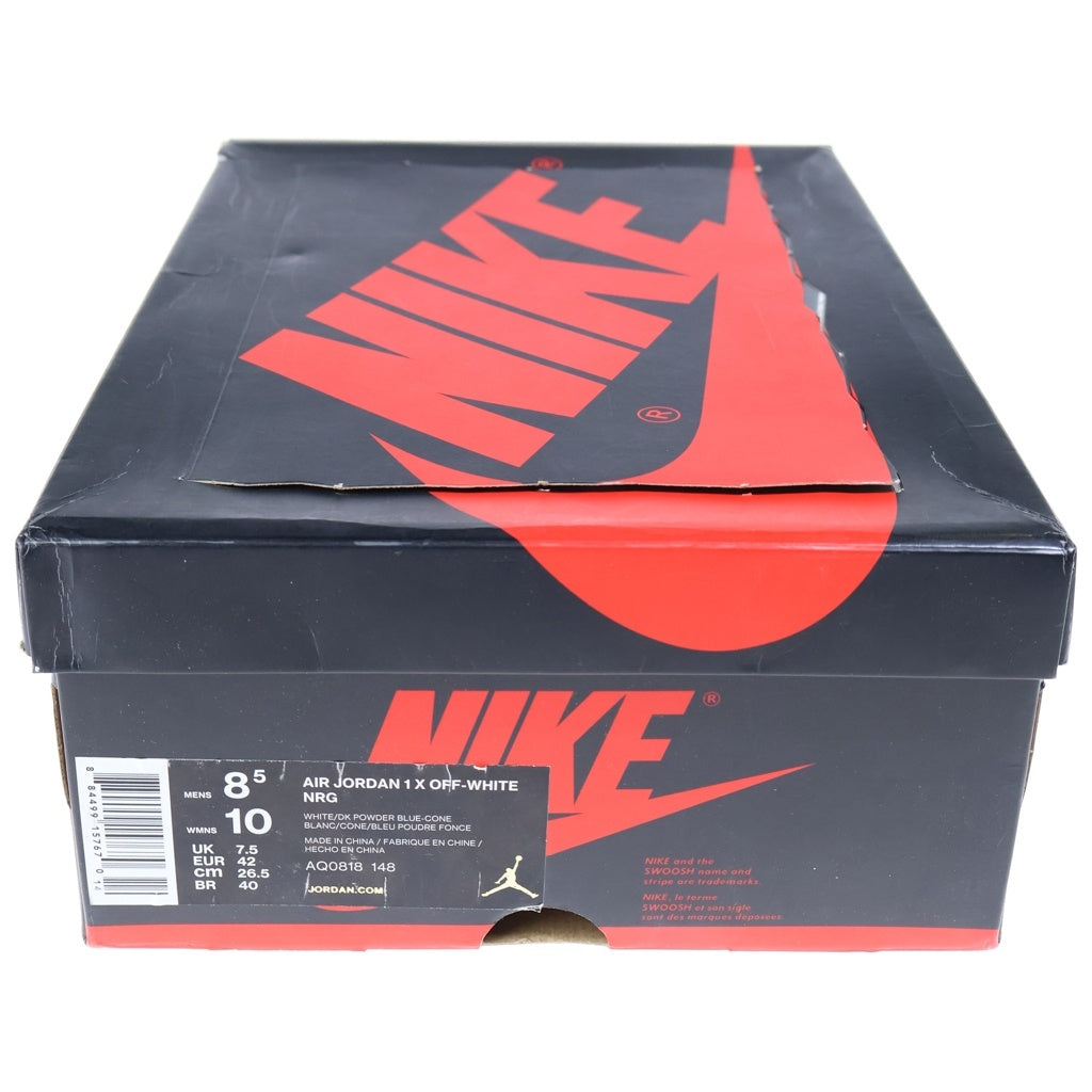 NIKE(ナイキ) OFF-WHITE AIR JORDAN 1 POWDER BLUE オフホワイト エアジョーダン1パウダーブルーハイカットスニーカー ホワイト/ブルー AQ0818-148 US8.5/26.5cm