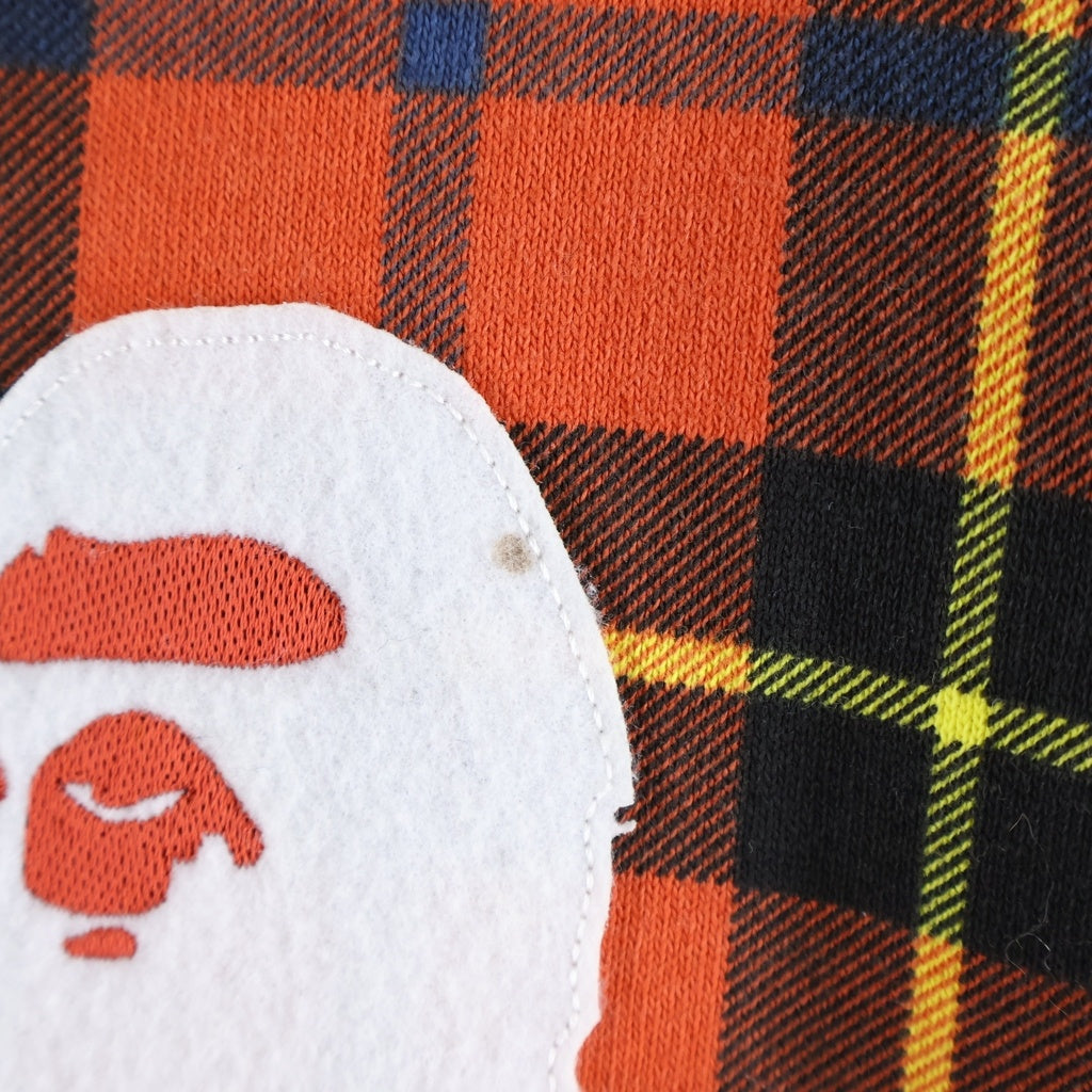 A BATHING APE(アベイシングエイプ) LOGO CHECK LOOSEFIT CREWNECK ロゴチェック ルーズフィット クルーネックスウェットトレーナー レッド 001SW1301002M