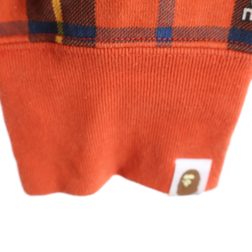 A BATHING APE(アベイシングエイプ) LOGO CHECK LOOSEFIT CREWNECK ロゴチェック ルーズフィット クルーネックスウェットトレーナー レッド 001SW1301002M