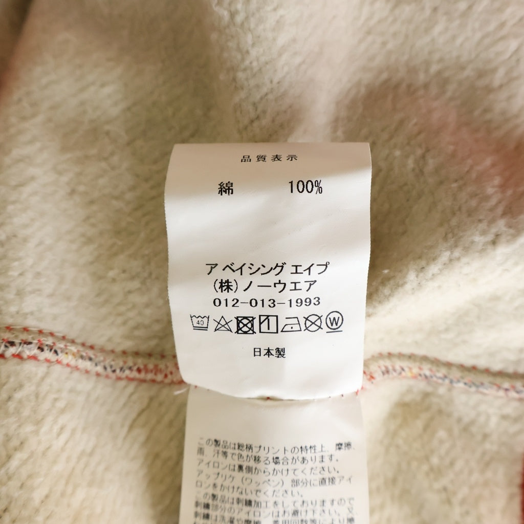 A BATHING APE(アベイシングエイプ) LOGO CHECK LOOSEFIT CREWNECK ロゴチェック ルーズフィット クルーネックスウェットトレーナー レッド 001SW1301002M