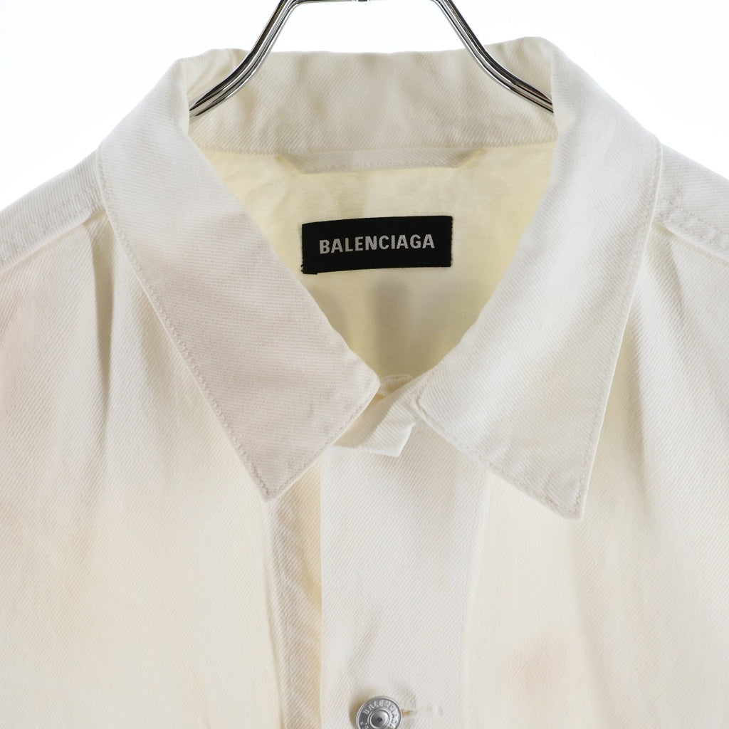 BALENCIAGA(バレンシアガ) 20SS BACK LOGO DENIM JACKET バックロゴプリント デニムジャケット ホワイト 571322 TDW04
