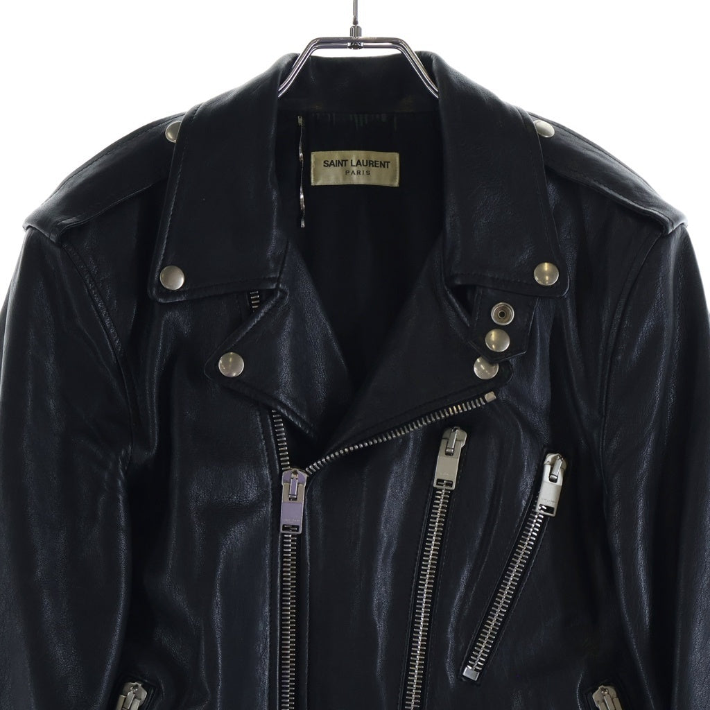 SAINT LAURENT PARIS(サンローランパリ) 14AW エディ期 L17 ラムスキン モーターサイクル ライダースジャケット ブラック 361694 Y5GC1