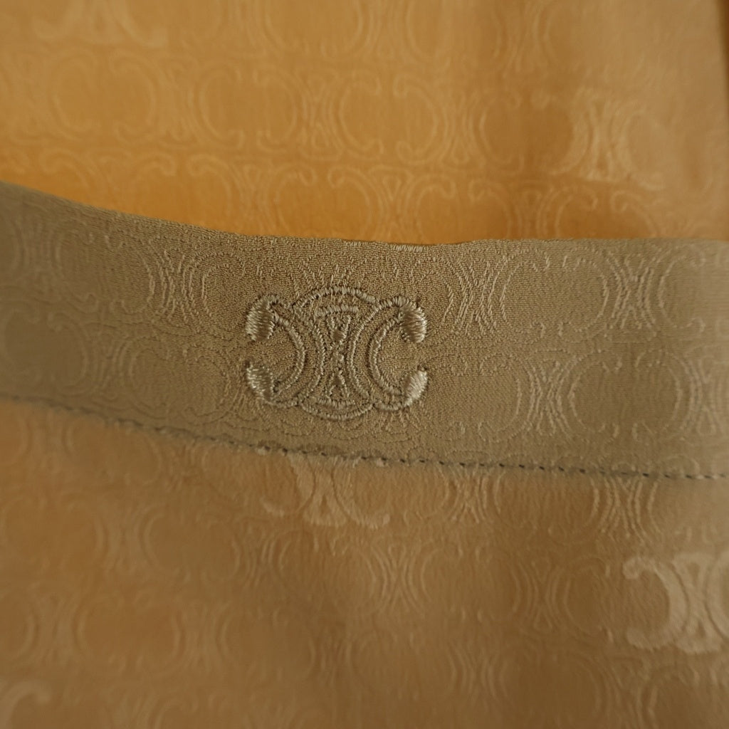 CELINE(セリーヌ) トリオンフ総柄 シルク長袖シャツ ブラウン 2B628779R
