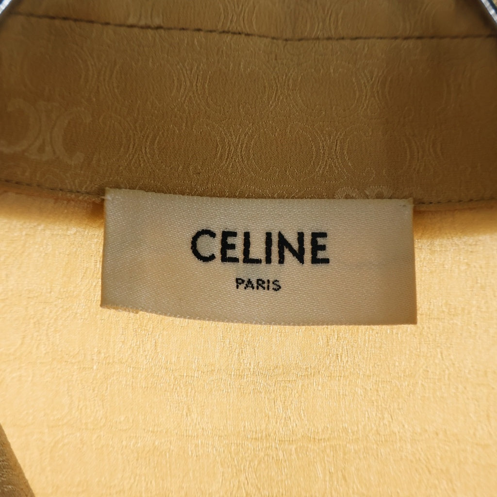 CELINE(セリーヌ) トリオンフ総柄 シルク長袖シャツ ブラウン 2B628779R