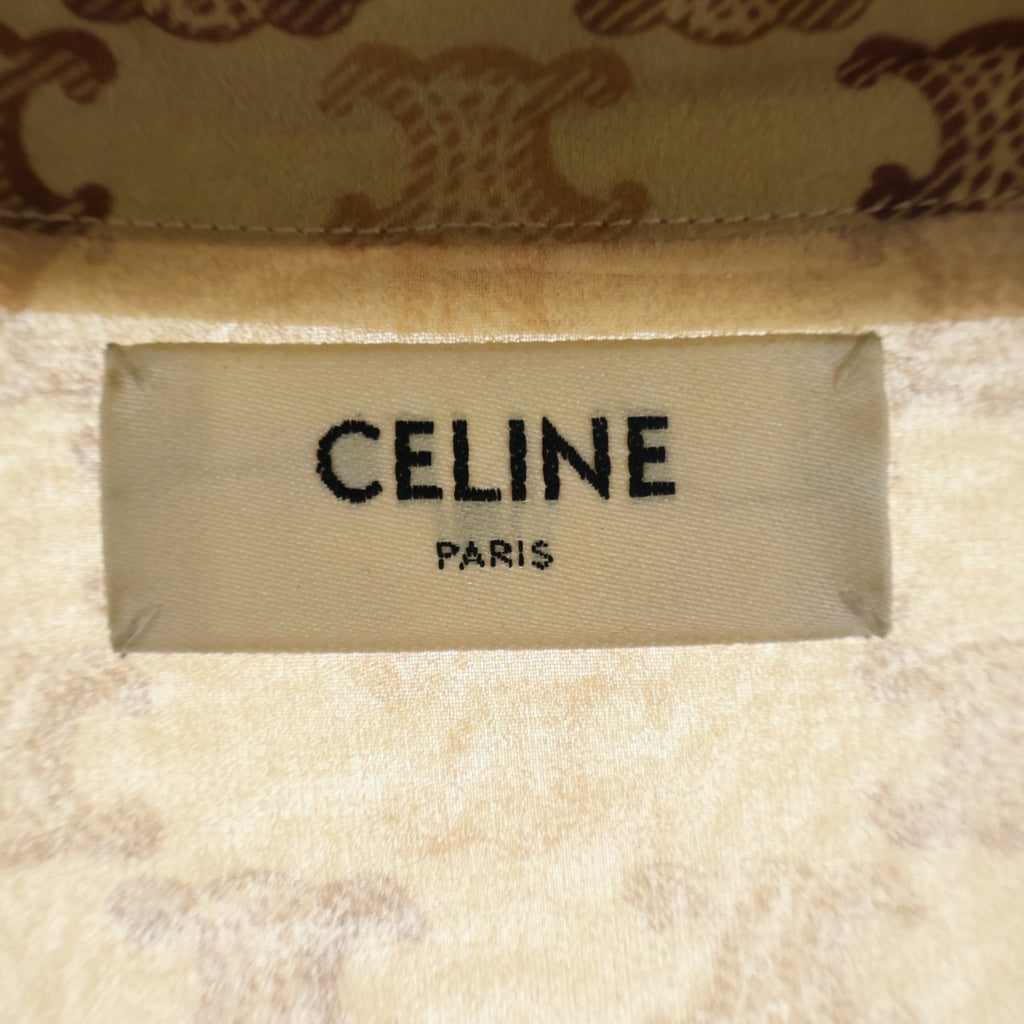 CELINE(セリーヌ) トリオンフ総柄 シルク半袖シャツ ブラウン 2B607315P