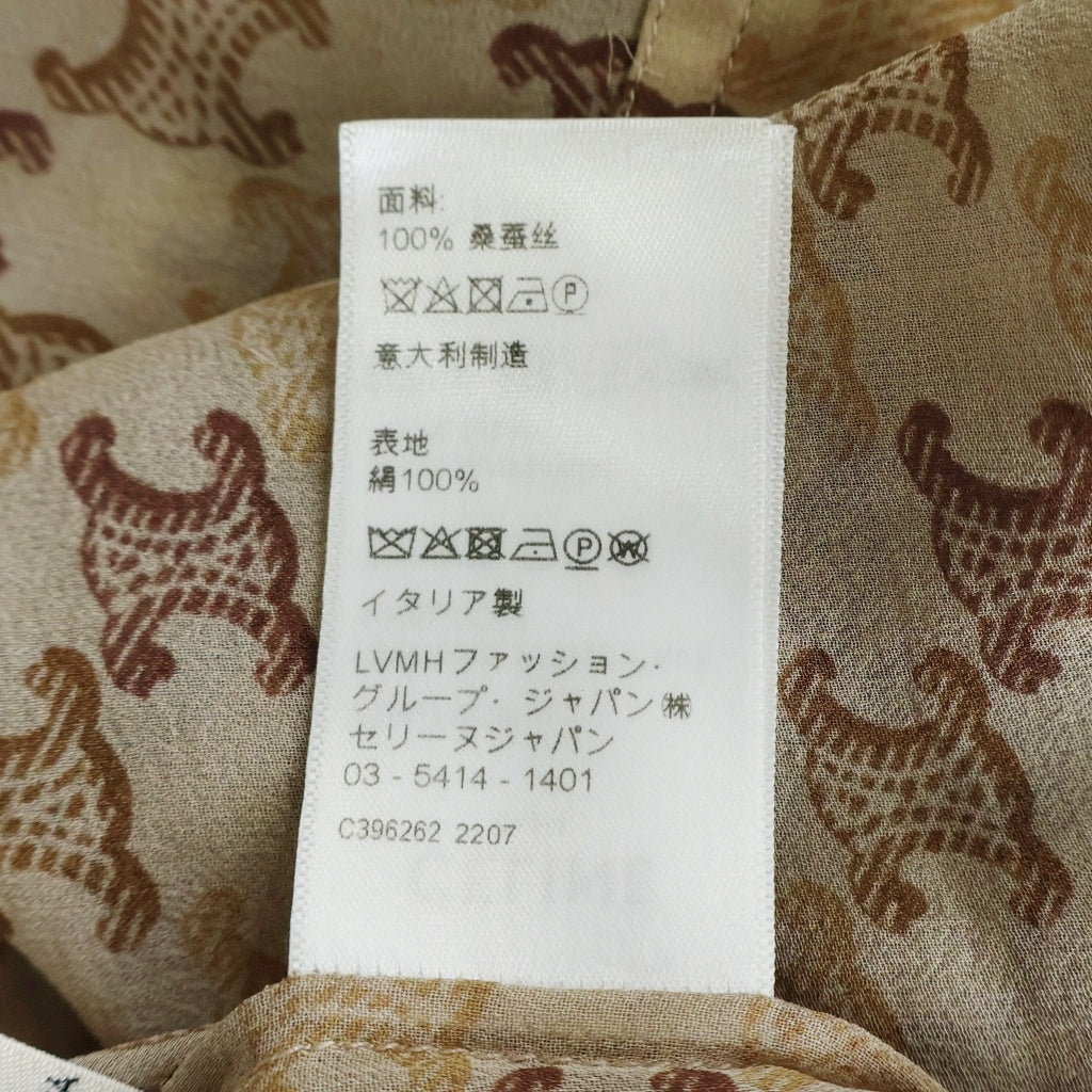 CELINE(セリーヌ) トリオンフ総柄 シルク半袖シャツ ブラウン 2B607315P