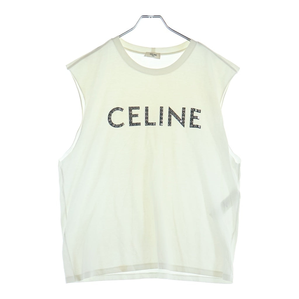 CELINE(セリーヌ) スタッズロゴ キャミソールタンクトップ カットソー ホワイト 2X46A671Q