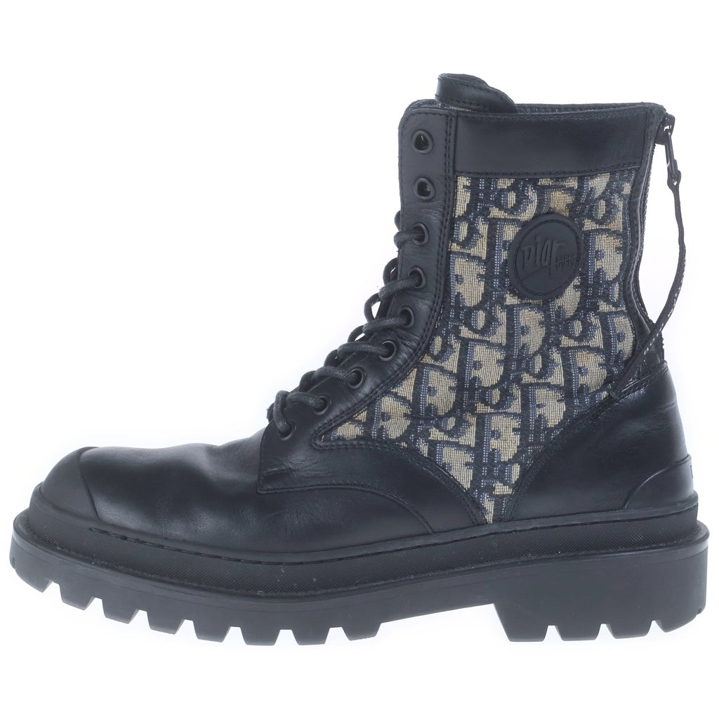 Christian Dior(クリスチャンディオール) B23 オブリークジャガード スムースカーフスキン ブーツ ブラック/ベージュ