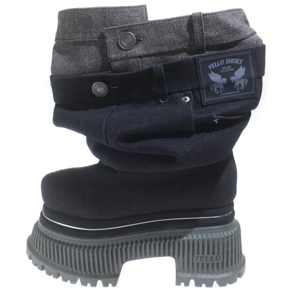 YELLO(イエロ) YELLO SHOES GIO PLATFORM BOOTS プラットフォーム ブーツ ブラック レディース