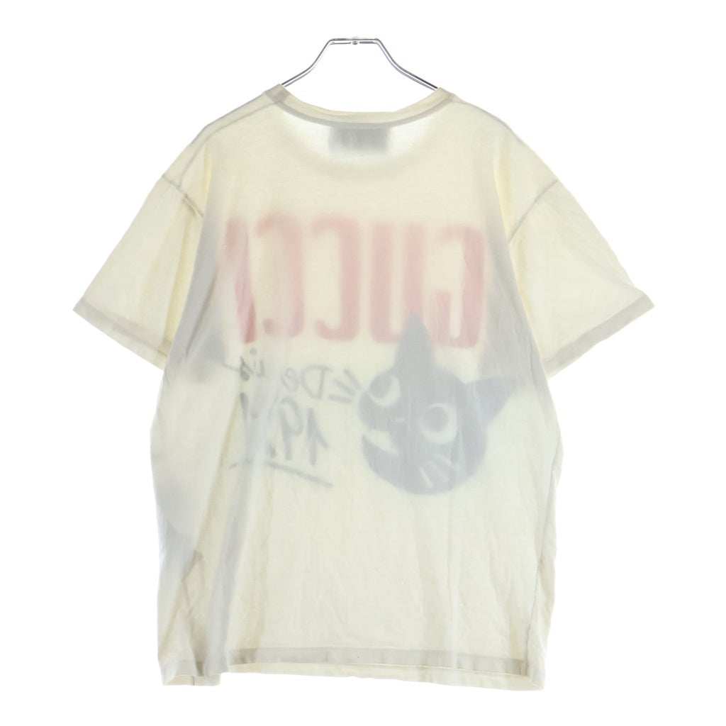 GUCCI(グッチ) フロントロゴプリント クルーネック半袖カットソーTシャツ ホワイト 717422 XJFHR