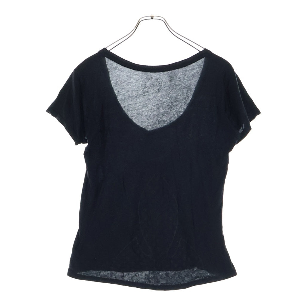 CHROME HEARTS(クロムハーツ) バックスクロールラベルプリント Vネック半袖Tシャツカットソー ブラック