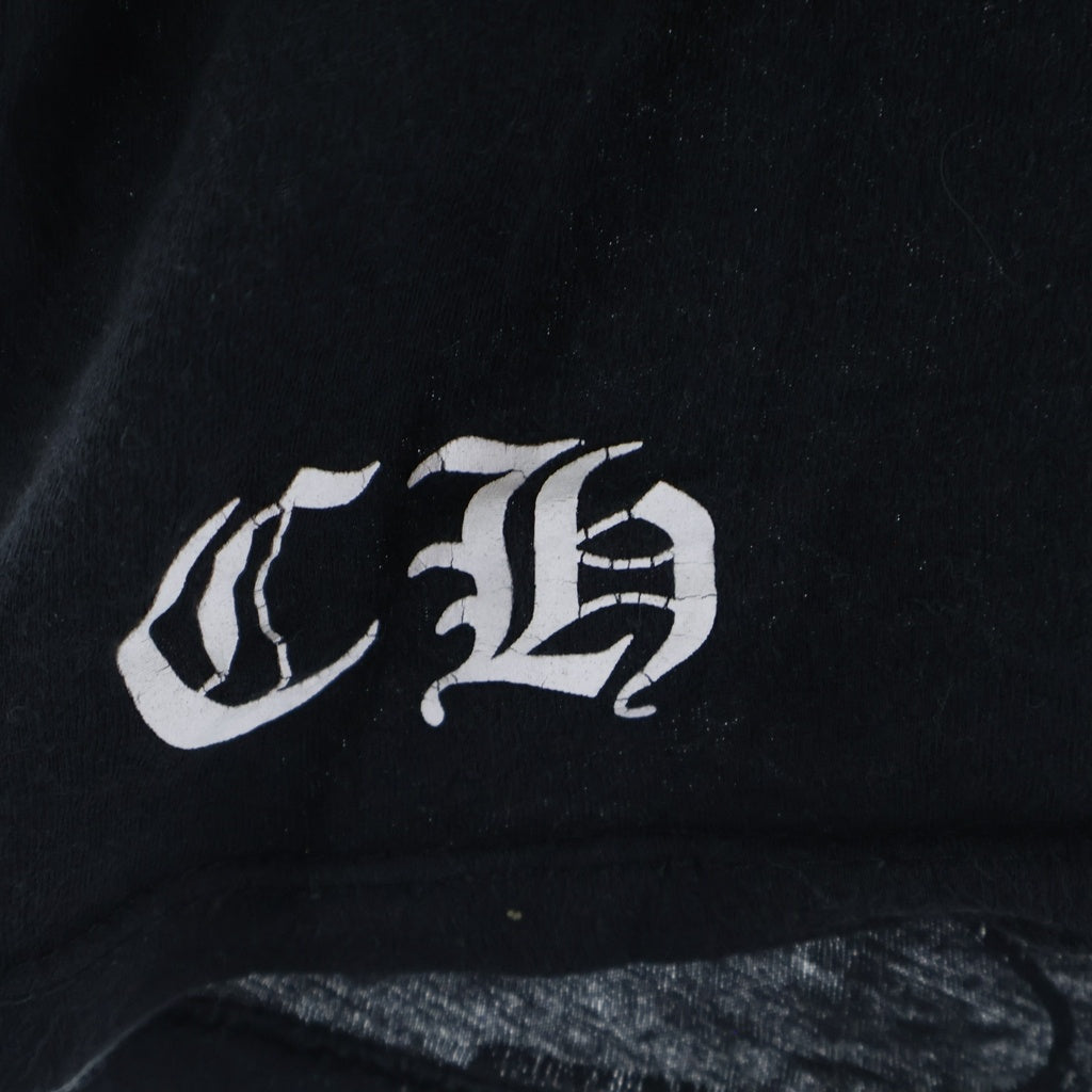 CHROME HEARTS(クロムハーツ) バックスクロールラベルプリント Vネック半袖Tシャツカットソー ブラック