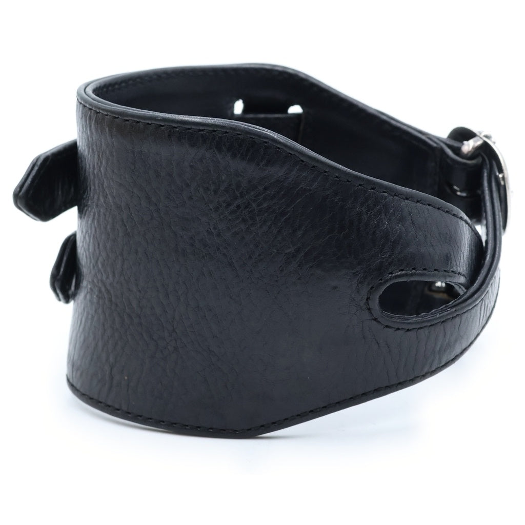 CHROME HEARTS(クロムハーツ) DOUBLE RR ダブルロックンロール レザーブレスレッド ブラック/シルバー