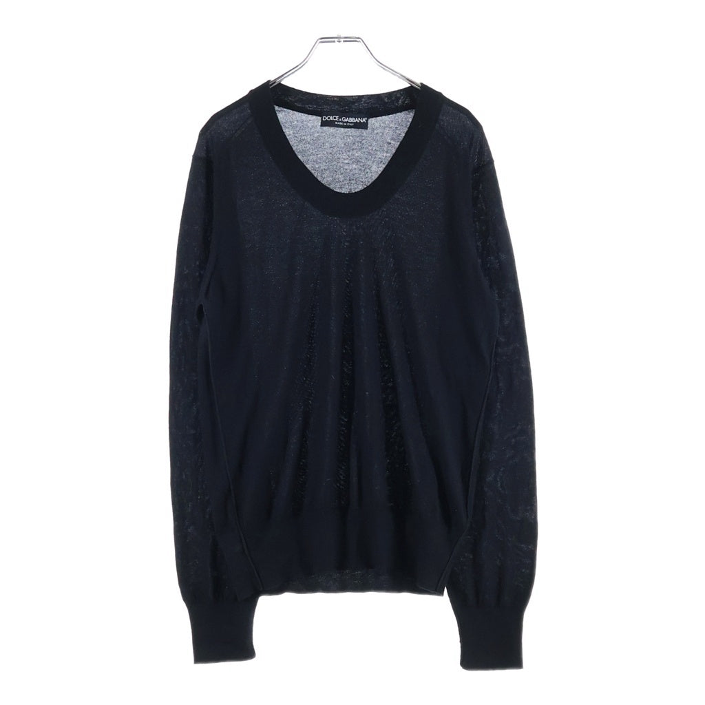DOLCE & GABBANA(ドルチェアンドガッバーナ) クルーネックカシミヤセーター ニット ブラック G4108K F44N6