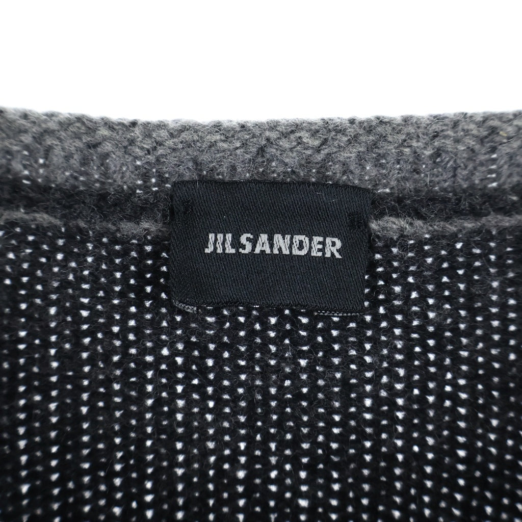 JIL SANDER(ジルサンダー) 背面切替 カシミヤクルーネックセーター ニット ブラック/グレー