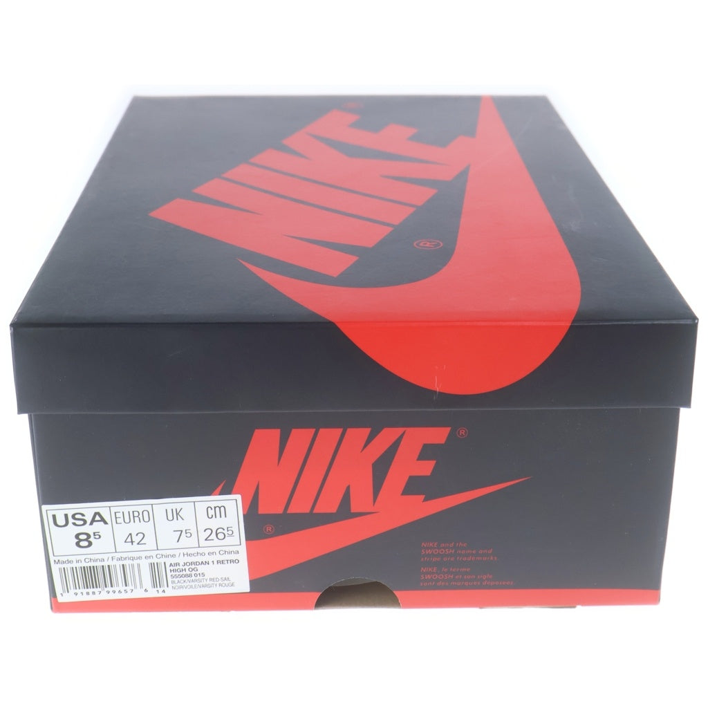 NIKE(ナイキ) AIR JORDAN1 RETRO HIGH OG SPORTS ILLUSTRATED エアジョーダン1 レトロ スポーツ イラストレイテッド レザーハイカットスニーカー ブラック/ホワイト 555088-015 US8.5/26.5cm