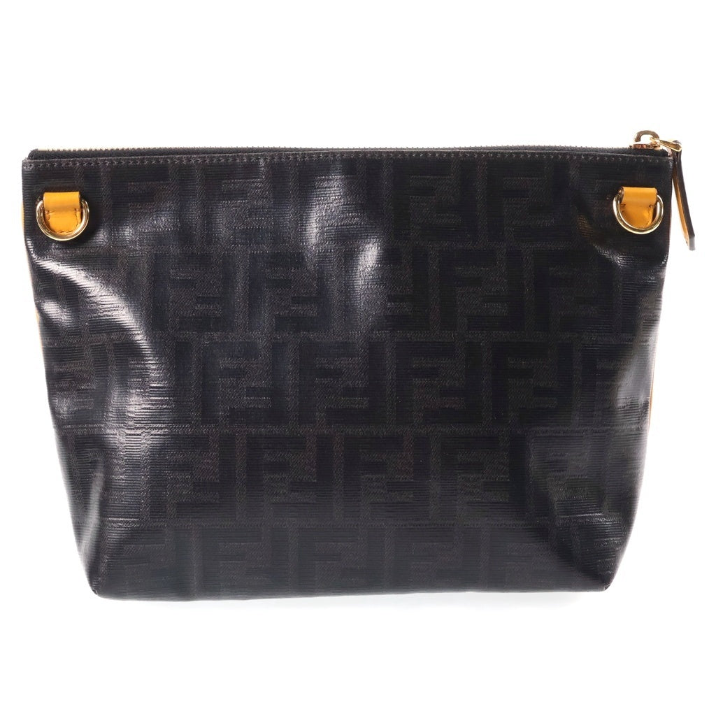 FENDI(フェンディ) ×FILA FENDI MANIA フィラ ナイロンショルダーバッグ クラッチバック ブラック/イエロー レディース