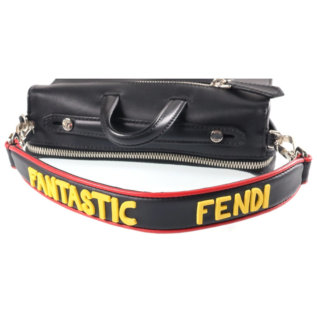 FENDI(フェンディ) LITTLE MONSTER LOGO HANDBAG CROSSBODY BAG フロントロゴ クロスボディバッグ ショルダーバッグ ブラック/イエロー レディース