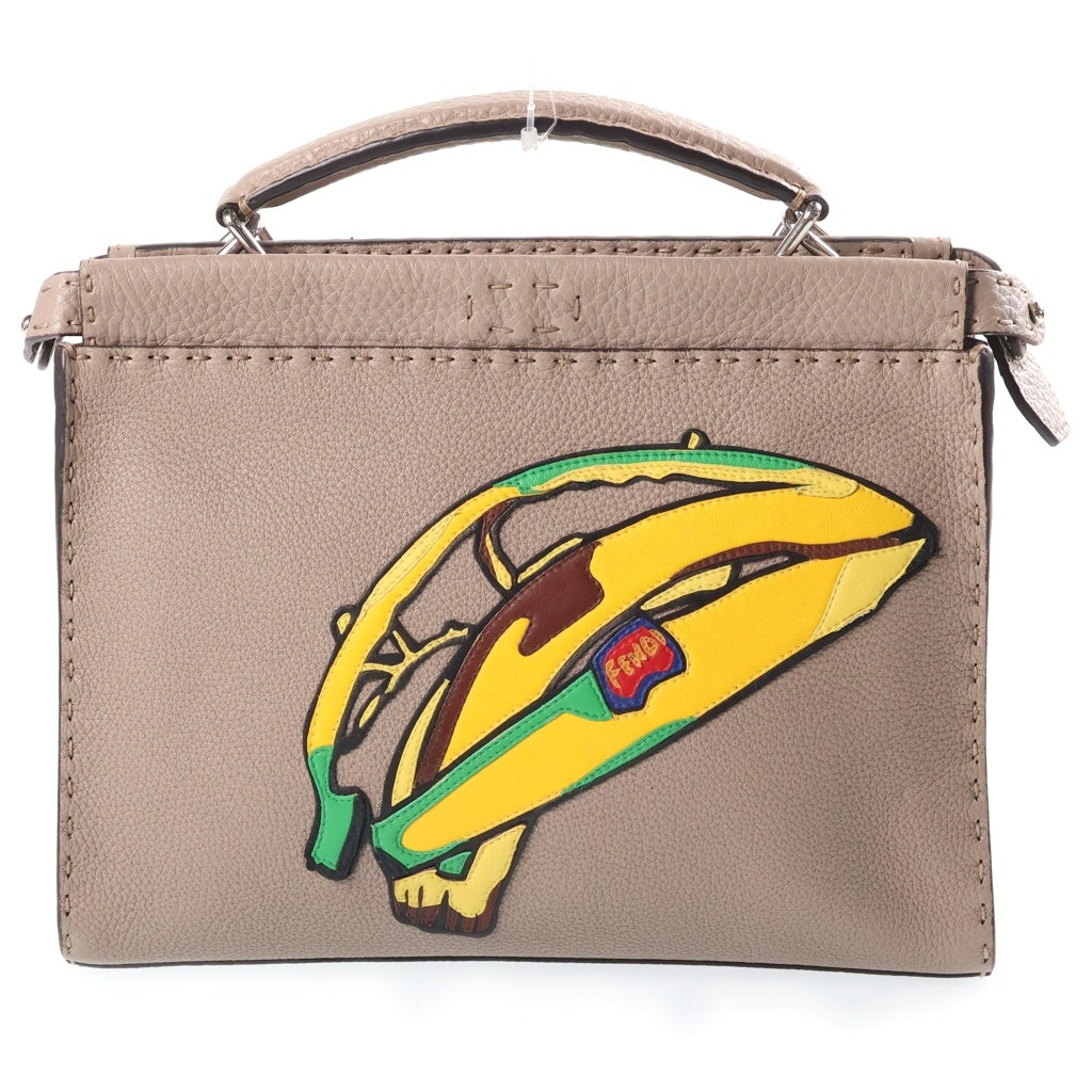 FENDI(フェンディ) 2WAY レザーピーカブー セレリア バナナ ショルダーバック ハンドバック ベージュ レディース