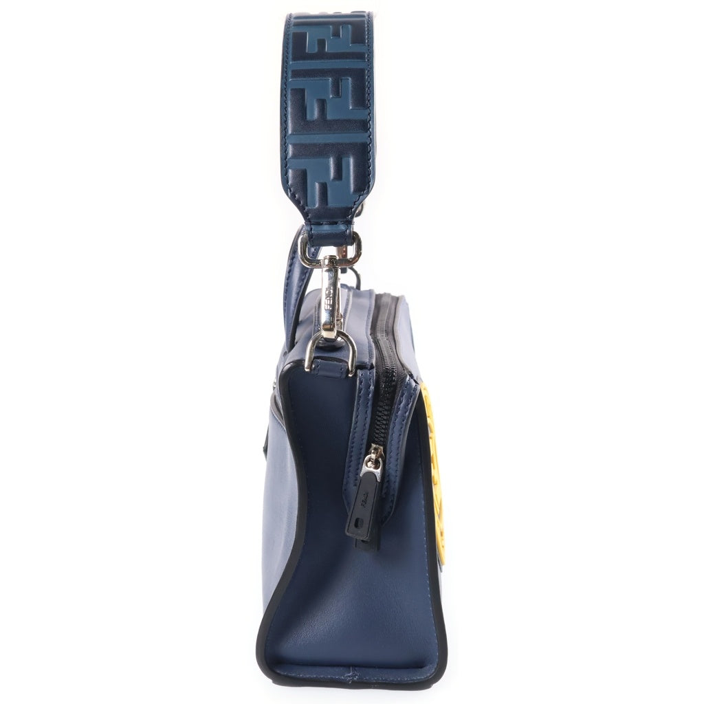 FENDI(フェンディ) ミニルイ ショルダーバック レザーハンドバック ネイビー/イエロー 7M0238 レディース
