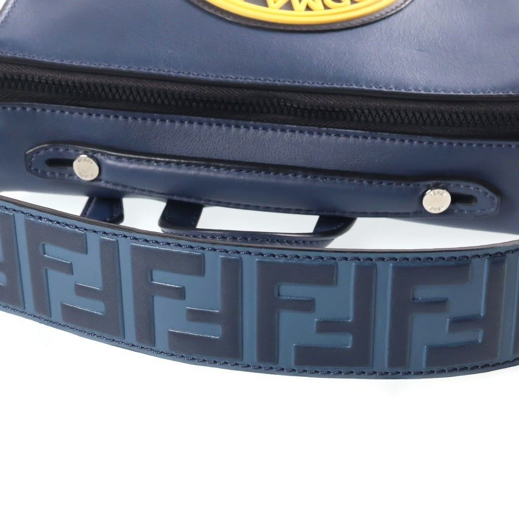 FENDI(フェンディ) ミニルイ ショルダーバック レザーハンドバック ネイビー/イエロー 7M0238 レディース