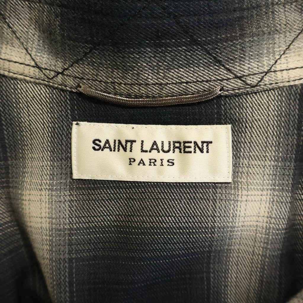 SAINT LAURENT PARIS(サンローランパリ) 15AW オンブレチェック長袖シャツ ブラック 396678 Y942I
