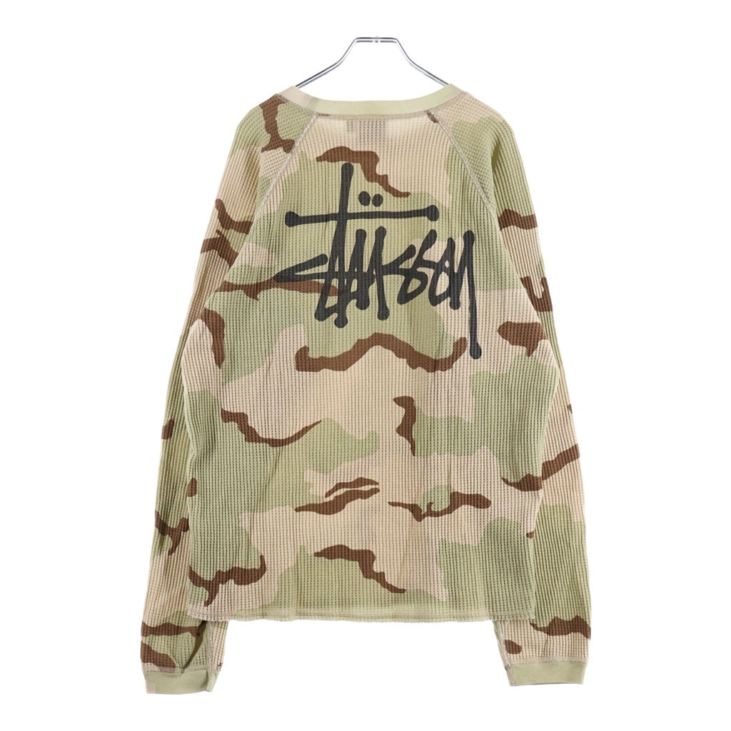 STUSSY(ステューシー) Basic Stussy Thermal Sand Camo カモ柄クルーネックサーマル 長袖Tシャツ ブラウン 1140356