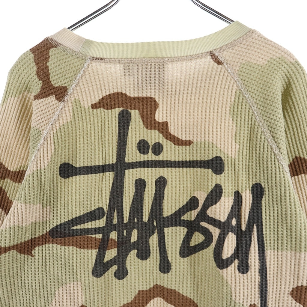 STUSSY(ステューシー) Basic Stussy Thermal Sand Camo カモ柄クルーネックサーマル 長袖Tシャツ ブラウン 1140356