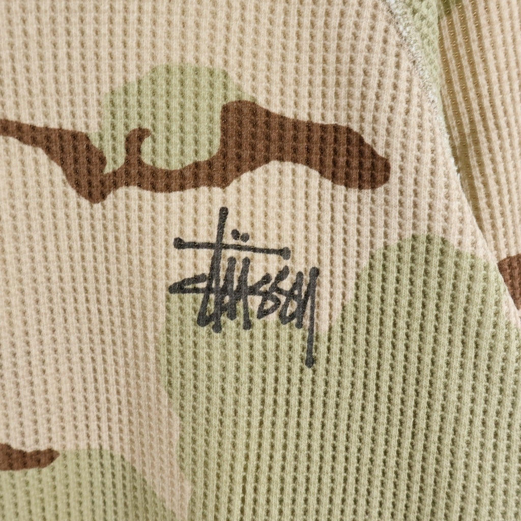 STUSSY(ステューシー) Basic Stussy Thermal Sand Camo カモ柄クルーネックサーマル 長袖Tシャツ ブラウン 1140356