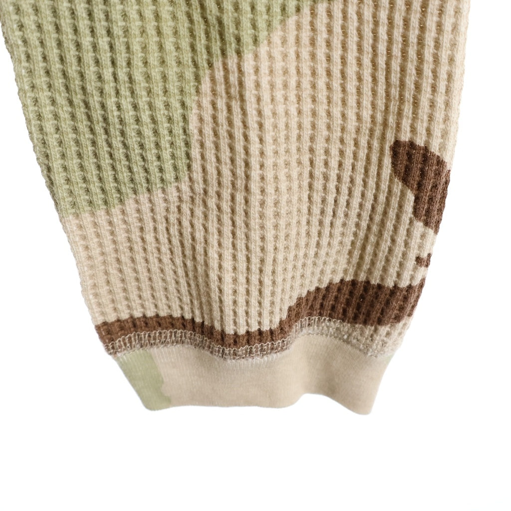 STUSSY(ステューシー) Basic Stussy Thermal Sand Camo カモ柄クルーネックサーマル 長袖Tシャツ ブラウン 1140356